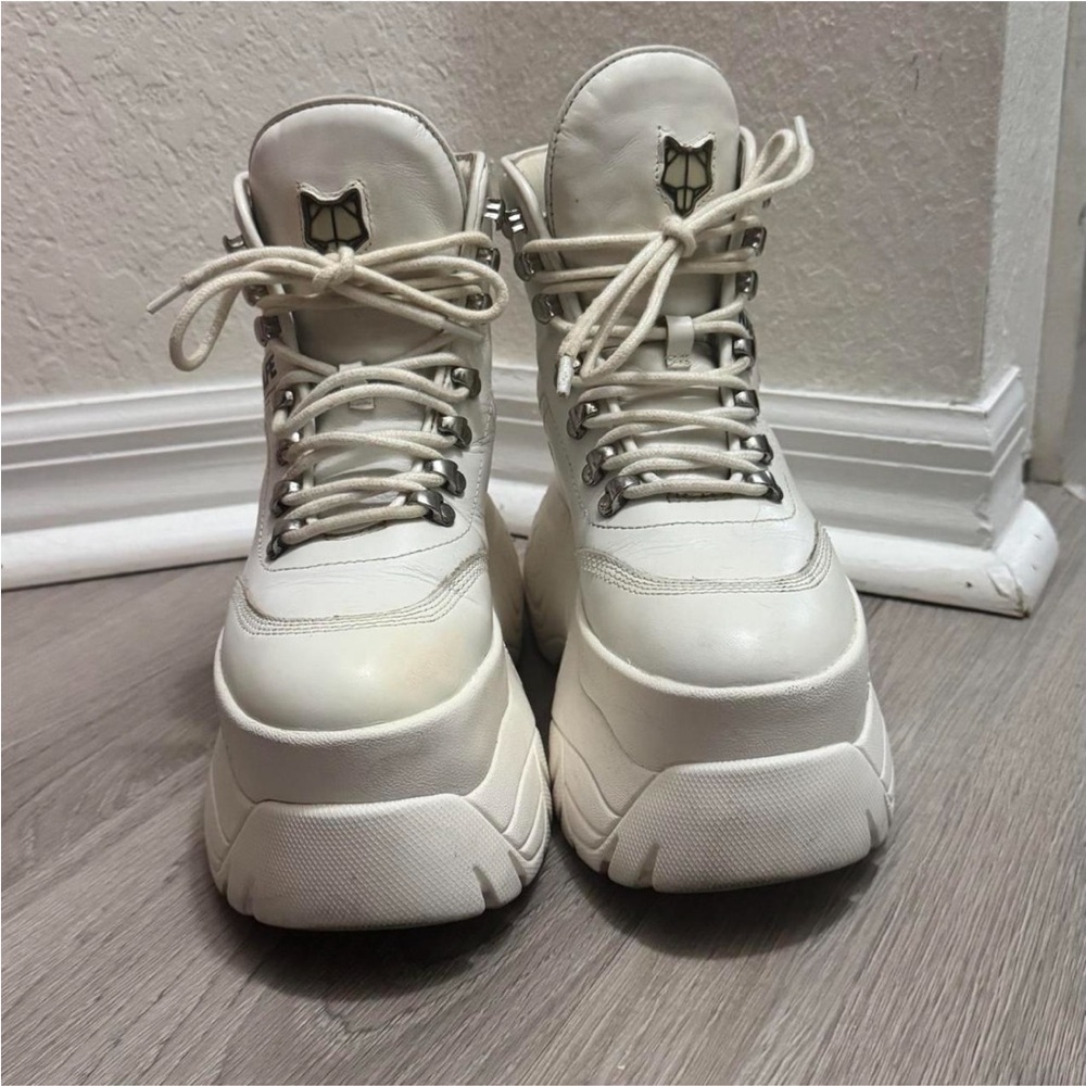 Naked Wolfe Cream Lace Up Boots